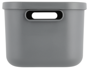 Tidy oppbevaringsboks med lokk, resirkulert plast, grå