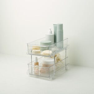 Liten oppbevaringshylle med 2 skuffer, 23 x 31,7 x 18,8 cm