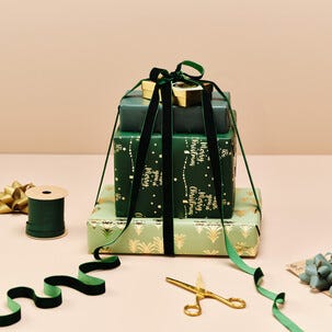 Julepapir premium grønt og gull 70 cm x 3 m 2-pakning