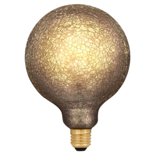 Dimbar globlampa LED E27 krakelerad 125 mm, grå