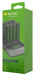 Akkulaturi ja 8 akkuparistoa, GP ReCyko