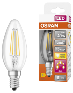 LED-lamppu E14, jossa 3-portainen himmennin, Osram