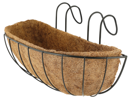 Balkongkasse i metall med kokosmatte, 48 cm