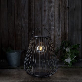 Stor solcellskorg Northlight ljuslykta, svart 43 cm