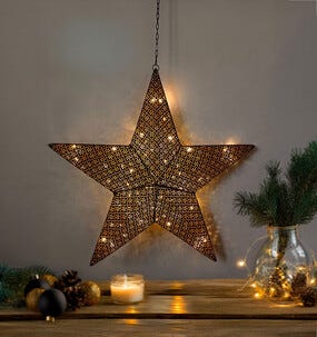 Adventsstjerne LED, metall, gull og svart, Northlight, 54 cm