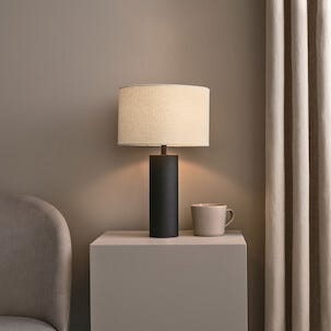 Northlight Edvin bordslampa med linneskärm, 40,5 cm