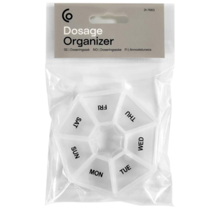 Doseringsask vecka, transparent lock, vit