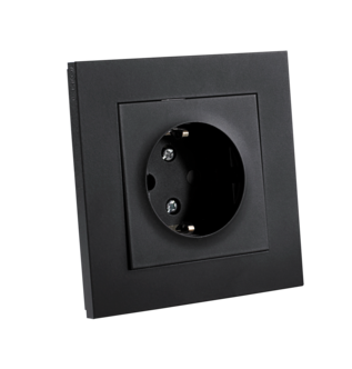 1-vägs infällt vägguttag, jordat med petskydd, ELKO Plus