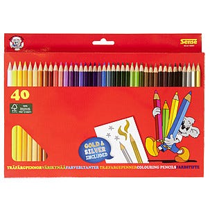 Träfärgpennor Sense 40-pack