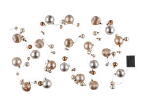 Girlang med julkulor och LED-belysning inomhus, 3 m