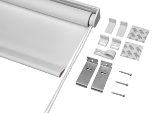 Mörkläggande rullgardin, skruvfri med kulkedja, vit