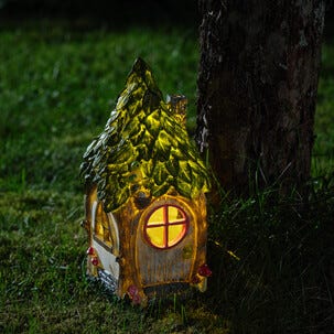 Northlight fairy garden tomtehus solcell LED 31 cm