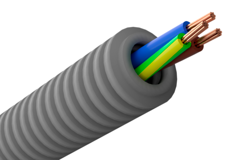 Trukket flexslange med FQ-kabel 3G2,5 mm²