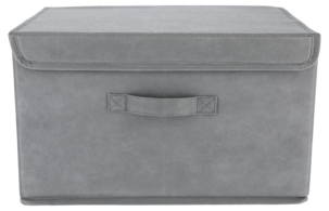 Kannellinen säilytyslaatikko, harmaa, kokoontaitettava