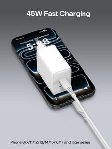 Lader USB-C 2 porter GaN PD, 45 W