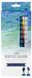 Sense Akrylfärger set med 12 färger, 12 ml per tub