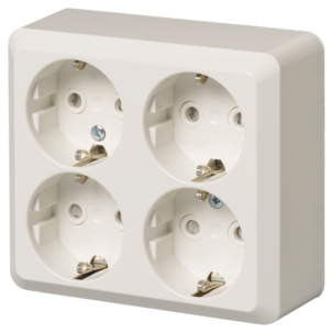 ABB Jussi utanpåliggande 4-vägs vägguttag 404EAP