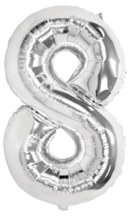 Stor sifferballong silver 82 cm, 0-9, 1-pack