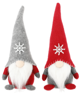 Jultomte i tyg röd/grå 25 cm