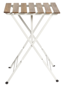 Utemöbler, bord och två stolar