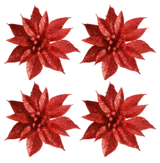 Julgranspynt blommor med clips, 4-pack
