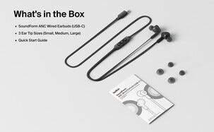 Belkin SoundForm ANC in-ear-ørepropper med kabel, USB-C, svart