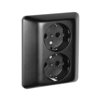 ELKO RS 2-veis innfelt stikkontakt Svart