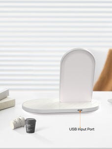 Trådløs 2-i-1 Qi2-lader, hvit