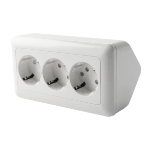 Cotech utenpåliggende 3-veis stikkontakt til hjørne