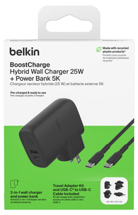 Belkin BoostCharge reiselader (25 W) og powerbank 5K