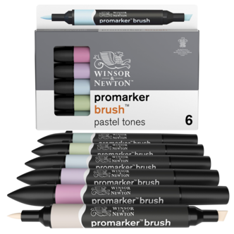 Tuschpenna Winsor & Newton BrushMarker Pastell 6-pack