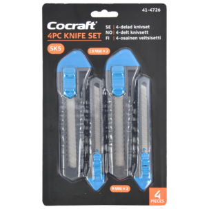 Cocraft brytbladskniv 9 och 18 mm brytblad, 4-pack