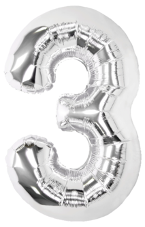 Stor sifferballong silver 82 cm, 0-9, 1-pack
