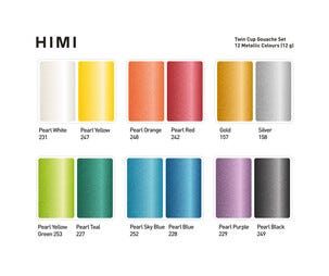 HIMI Twin Cup gouachefärg metallic i ask, 12-pack