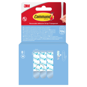 Command Kiinnityspalat M, läpinäkyvä, 900 grammaa, 8 kpl