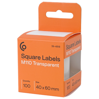 M110-etiketter, transparente, 40 × 60 mm, 100-pakning