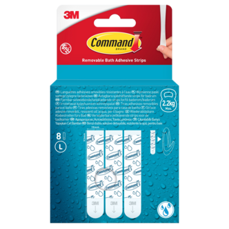 Command selvklebende strips L, bad, 2,2 kg, 8-pakning