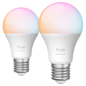 Philips Hue Essential E27 LED 8 W, vitt och färgat ljus, 2-pack