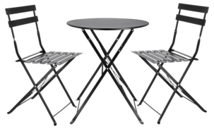 Caféset hopfällbart svart, metall