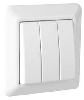 Elko RS innfelt strømbryter, 3x1-pol, Nordic renhvit