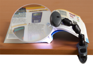 Förstoringsglas med belysning och stativ