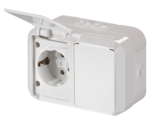 2-vägs utanpåliggande vägguttag ABB IP55 402ESW