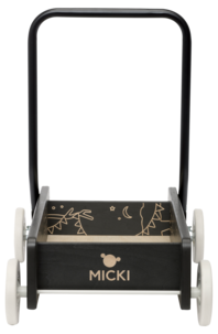 Micki Premium lära-gå-vagn i trä, svart, från 6 mån