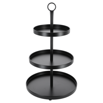 Dekorasjonsfat 3 etasjer metall svart 48 cm