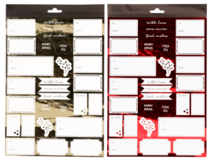 Juleetiketter rød/gull, 40-pakning