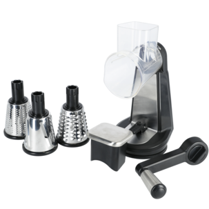 Raastin karkea, hieno, viipaleet, juusto ja vihannekset