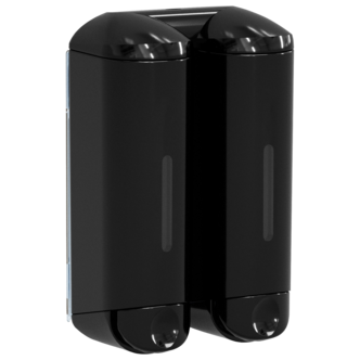 Dobbel shampo- og såpepumpe for vegg, svart, 2 x 250 ml