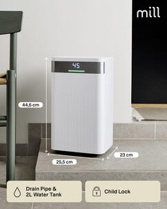 Mill MDH12 liten luftavfukter med slange, 8–15 m²