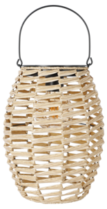 Solcellelykt i kunstrotting med håndtak, utendørs