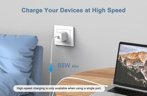 Laddare USB-C Dual GaN PD PPS, 65 W